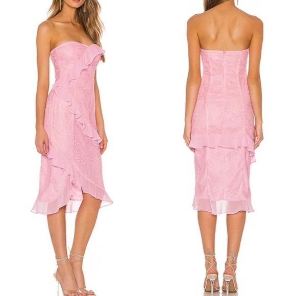 Lovers + Friends Dresses & Skirts - NWT Lovers + Friends Harris Pink Lace Strapless Midi Dress.
